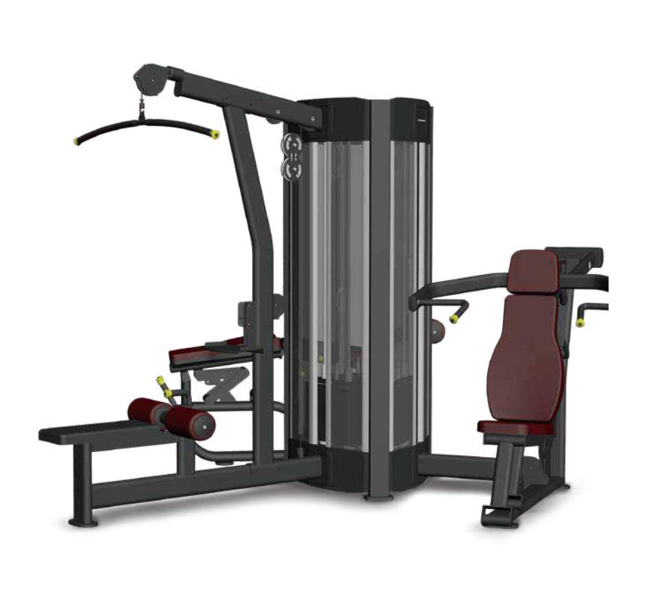 速尔CURE三站位三配重六功能综合训练器(推肩/推胸一组-90kg 股二/股四一组90KG 高拉/低拉一组100KG)C636